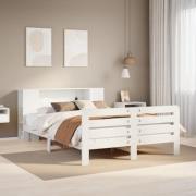 vidaXL Sängram utan madrass vit 140x190 cm massiv furu