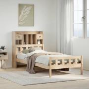 vidaXL Säng med bokhylla utan madrass 90x190cm massiv furu