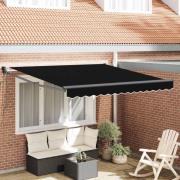 vidaXL Utfällbar markis Svart 350 x 250 cm Polyester och aluminium