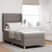 vidaXL Bäddfjäder med madrass med huvudgavel Taupe 190 x 90 cm tyg