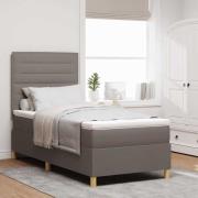 vidaXL LED Box Säng med madrass med huvudgavel Taupe 90 x 190 cm tyg