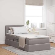 vidaXL Förvaringssäng med LED med huvudgavel Taupe 90 x 190 cm tyg