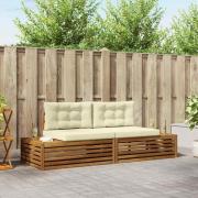 vidaXL Utomhussoffset med kudde 2 Stycke Naturlig och Grädde