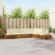 vidaXL Utomhussoffset med kudde 6 Stycke Naturlig och Grädde