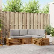 vidaXL Utomhussoffset med kudde 4 Stycke Naturlig och Ljus Grå