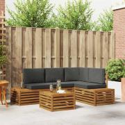 vidaXL Utomhussoffset med kudde 5 Stycke Naturlig och Antracit