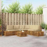 vidaXL Utomhussoffset med kudde 7 Stycke Naturlig och Beige