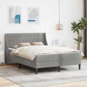 vidaXL Sängram med madrass med madrass Ljusgrå 140 x 190 cm Sammet