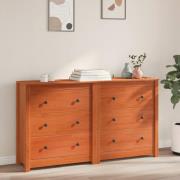 vidaXL Sideboard med låda 2 pcs VaxBrun 140 x 35 x 80 cm Massivt furu