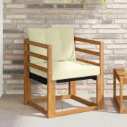 vidaXL Utomhussoffa Massivt Akaciaträ Naturlig och Grädde