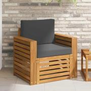 vidaXL Utomhussoffa Massivt akaciaträ och polyester Naturlig