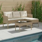 vidaXL Trädgårdsoffset med kudde 2 pcs konstrotting