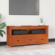 vidaXL TV-skåp med låda VaxBrun 114 x 35 x 52 cm Massivt furu