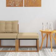 vidaXL Utomhuspall Massivt akaciaträ och Textilene-tyg Naturfärg