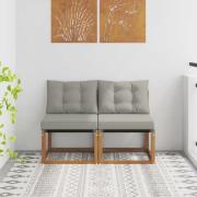 vidaXL 2 Stycke Utomhus Mellansoffa Massivt akaciaträ och Textilene