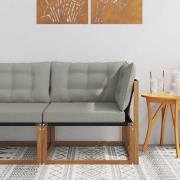 vidaXL Utehörnsoffa Massivt Akaciaträ och Textilene Naturfärg