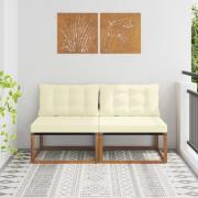 vidaXL 2 Stycke Utomhus Mellansoffa Massivt Akaciaträ och Textilene