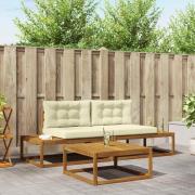 vidaXL Utomhussoffset med kudde 3 Stycke Naturlig och Grädde