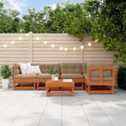 vidaXL Trädgård loungemöbler 6 pcs VaxBrun Massivt furu