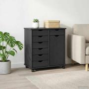 vidaXL Rullande skåp med hjul Grå 63,5 x 39 x 65,5 cm Massiv furu