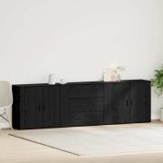 vidaXL Sideboard med låda Svart Ek 240 x 33 x 70 cm Konstruerat trä
