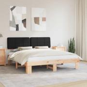 vidaXL Sängram med Klädd Huvudgavel Svart 200 x 200 cm Massiv furu