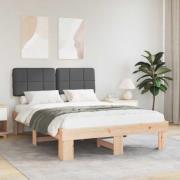 vidaXL Sängram med Klädd Huvudgavel Mörkgrå 140 x 190 cm Massiv furu