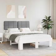 vidaXL Sängram med Klädd Huvudgavel Ljusgrå 140 x 190 cm Massiv furu