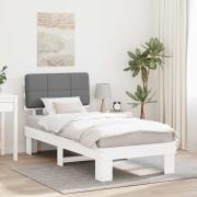 vidaXL Sängram med Klädd Huvudgavel Ljusgrå 80 x 200 cm Massiv furu