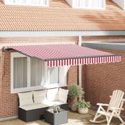 vidaXL Utfällbar markis Röd och Vit 300 x 250 cm Duk och Aluminium