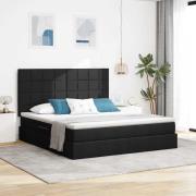 vidaXL Förvaringssäng med LED med madrass Svart 160 x 200 cm Polyester
