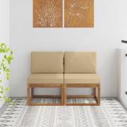 vidaXL 2 Stycke Utomhus Mellansoffa Massivt Akaciaträ Naturfärg