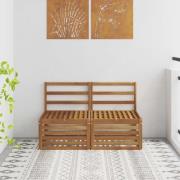 vidaXL 2 Stycke Utomhus Mellansoffa Massivt Akaciaträ Naturfärg