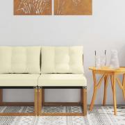 vidaXL Utomhus Mellansoffa Massivt akaciaträ och Textilene Naturfärg