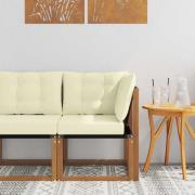 vidaXL Utehörnsoffa Massivt akaciaträ och Textilene Naturfärg