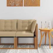 vidaXL Utehörnsoffa Massivt akaciaträ och Textilene Naturfärg