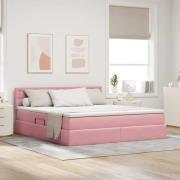vidaXL Förvaringssäng med madrass med lagring Rosa 160 x 200 cm Sammet