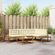 vidaXL Utomhussoffset 5 Stycke Naturlig och Grädde
