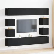 vidaXL TV-bänkset Väggmonterad Svart Ek Konstruerat trä