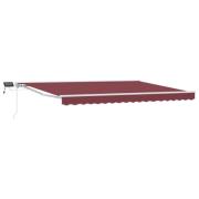 vidaXL Manuell markisram med LED-lampor Vinröd och Vit 4 × 3 m