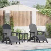 vidaXL Trädgård Stol 3 pcs Ljusgrå polyeten