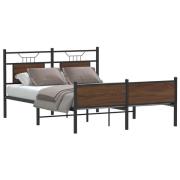vidaXL Sängram utan madrass brun ek 137x190 cm konstruerad trä