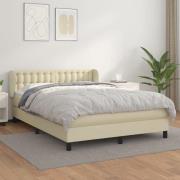 vidaXL Ramsäng med bäddmadrass gräddvit 140x190 cm konstläder