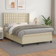 vidaXL Ramsäng med bäddmadrass gräddvit 140x190 cm konstläder