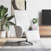 vidaXL Massagefåtölj med fotstöd vit konstläder