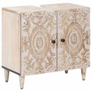 vidaXL Badrumsskåp med handfat Vit 62 x 33 x 58 cm Massivt mangoträ