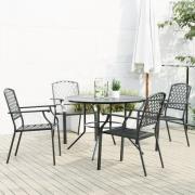 vidaXL Stapelbar trädgårdsstolsgrupp 5 st antracit pulverlackerat stål