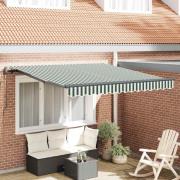vidaXL Utfällbar markis Grön och Vit 300 x 250 cm Duk och Aluminium