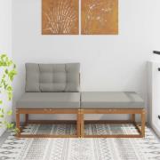 vidaXL Sektionell Soffa Enheter 2 Stycke Naturfärg Massivt Akaciaträ