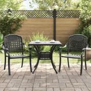 vidaXL Trädgårdsbord Set 3 pcs Svart Gjutet Aluminium